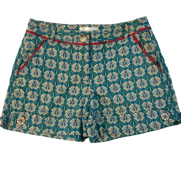 ANTHROPOLOGIE Corey Lynn Calter In The Square Patterned Cuffed Cotton Shorts - Picture 3 of 7